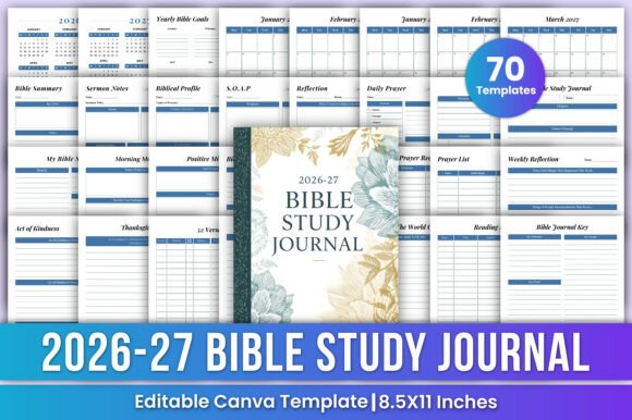 2026-2027 Bible Study Journal Canva Kdp