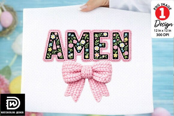 Amen Floral Crochet PNG