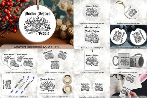 Books Before People Sublimation PNG for Crafts
