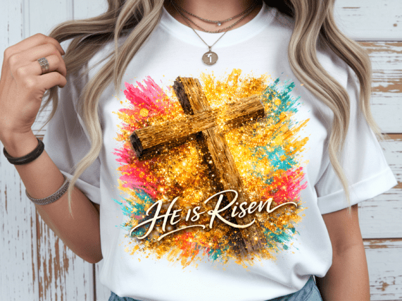 Brushstroke Glitter Easter Cross PNG for Editorial Design