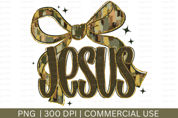 Camo Jesus Coquette Bow PNG for Crafts