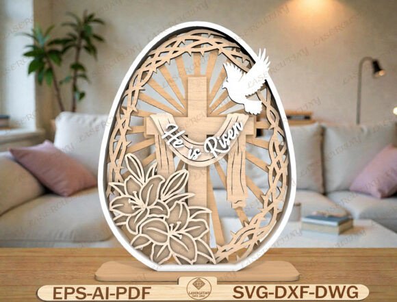 Easter Cross Egg Laser Cut File