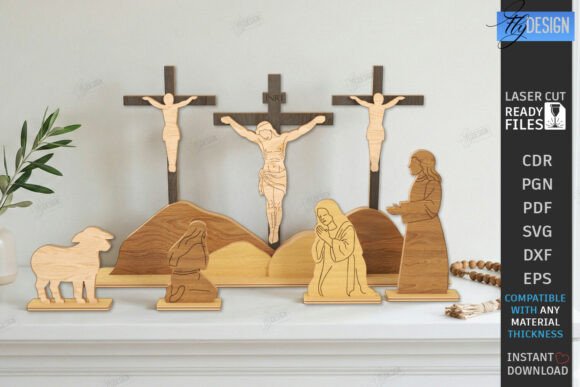 Easter Resurrection Scene Laser Cut CNC for Spring Amp