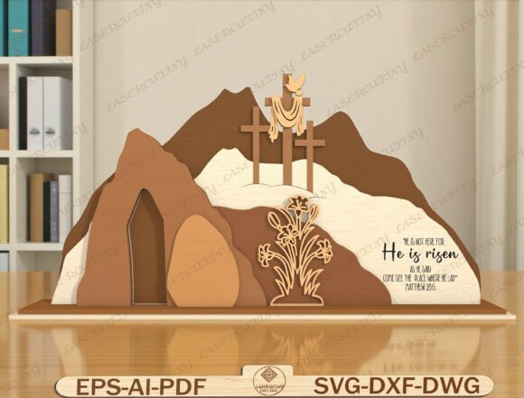 Empty Tomb Easter Scene Laser Cut File for Graphic Templates