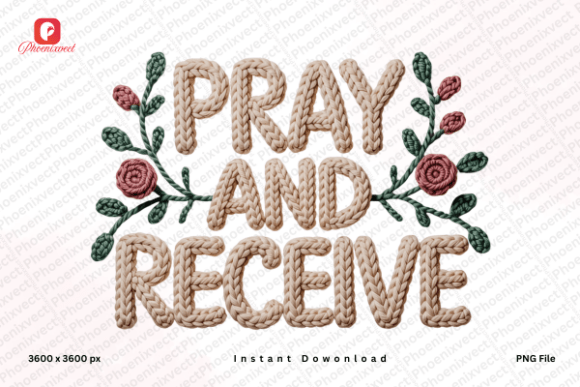 Faux Yarn Crochet Floral Pray PNG