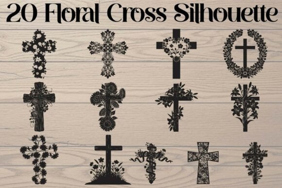 Floral Cross Silhouette
