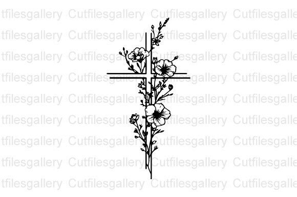 Floral Cross SVG for Crafts and Branding