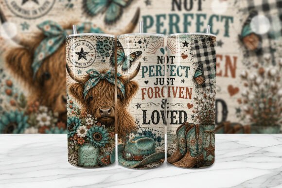Forgiven Loved Highland Cow Tumbler Wrap