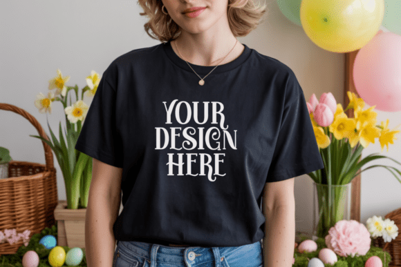 Gildan 64000 Easter Black T-Shirt Mockup: Apparel Mockups