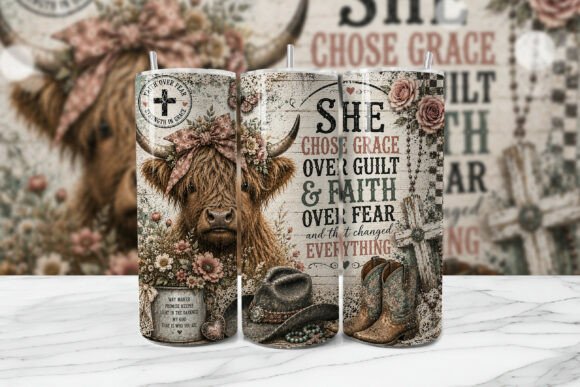 Grace Over Guilt Highland Cow Wrap Tumbler Wraps