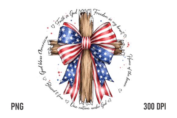 Patriotic Cross Bow PNG Design for Crafts