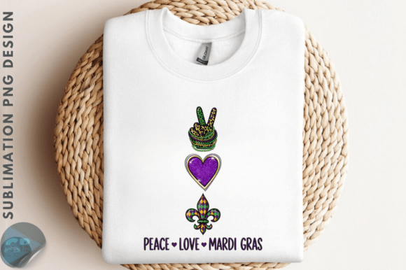 Peace Love Mardi Gras Sublimation PNG