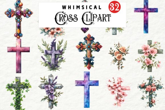 Watercolor Cross Clipart for Local Branding