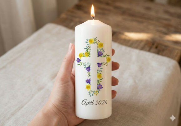 Watercolor Floral Cross Easter Clipart