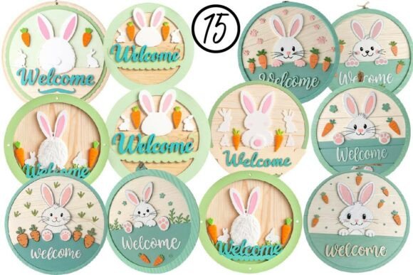 Welcome Easter Door Sign PNG Bundle — Print Templates
