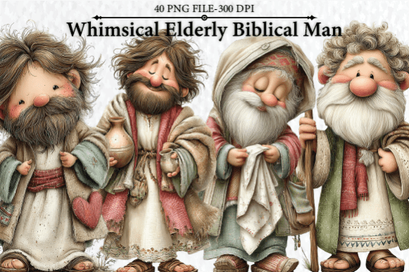 Whimsical Elderly Biblical Man Illustrations