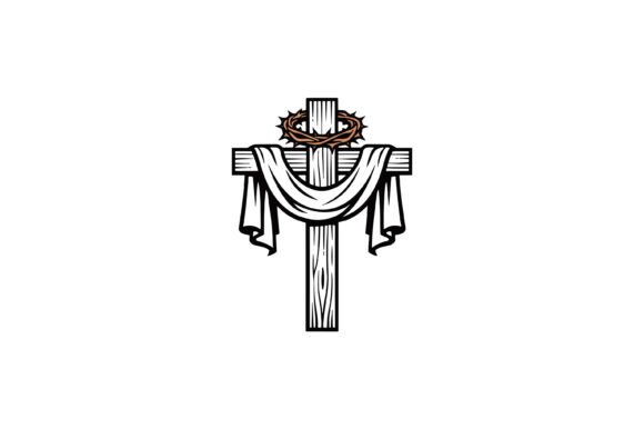 Wooden Cross with Crown Symbol Crafts